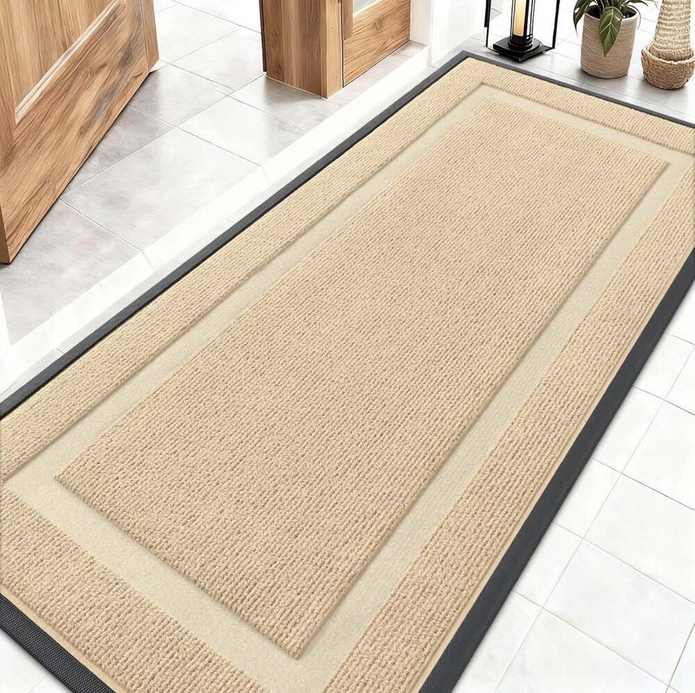 OLANLY 59x23 Front Door Mat Indoor Outdoor Waterproof Beige Low Profile